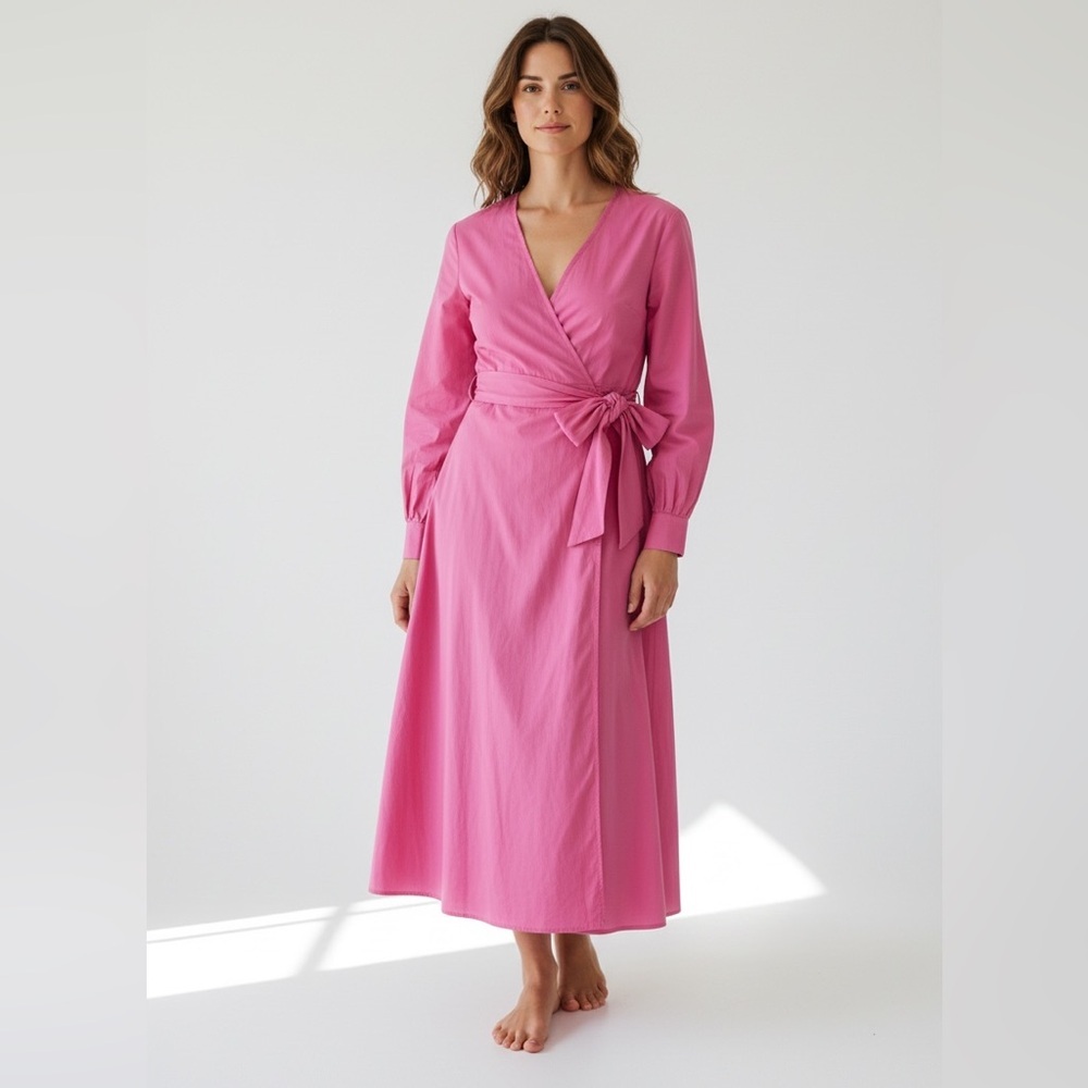 MAX MARA Pink Taffeta Wrap Shirt Dress Size 12